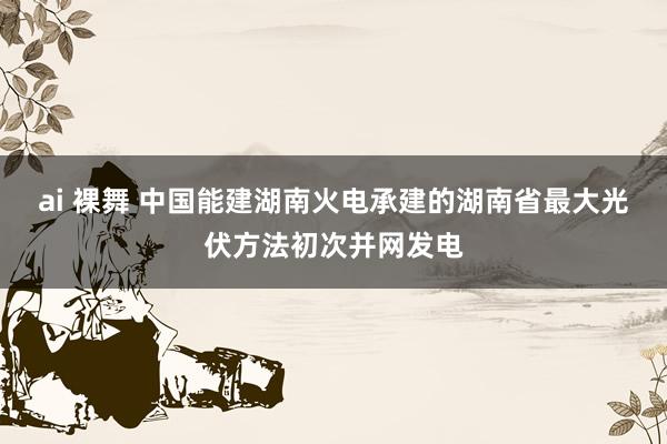 ai 裸舞 中国能建湖南火电承建的湖南省最大光伏方法初次并网发电